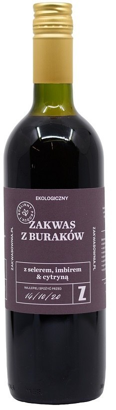 ZAKWAS Z BURAKÓW Z SELEREM, IMBIREM I CYTRYNĄ BIO 750 ml - DELIKATNA